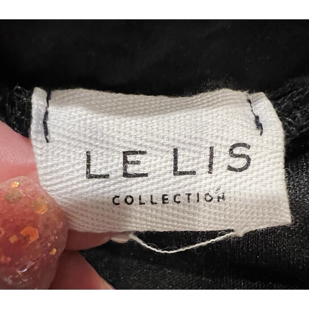 Lelis Black Silky 2 Tiered Elastic Waist Mini Skirt Size Small - Picture 3 of 4
